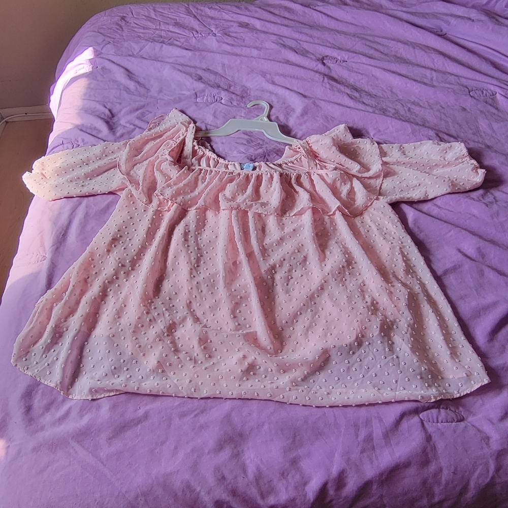 Women's Pink Ruffle Top - Picture 3 of 9